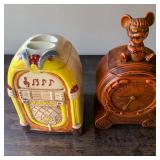 Wurlitzer Ceramic Jukebox & McCoy Pottery Time for Cookies Mouse Cookie Jars