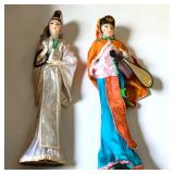 Chinese Decorative Geisha Figurine  Silk Doll Set of 2