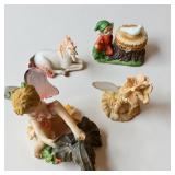 Figurines - Resin Fairy Riding Elephant. Cream-Colored Resin Fairy W Mesh Wings