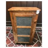 Oak Jelly Cupboard or 1 Door Pie Safe W 3 Internal Shelves & Embossed Tin Panels