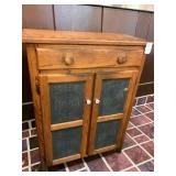Oak Pie Safe 2 Door 3 Shelf Cabinet W Punched Tin Panels & Drawer (1)