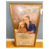 1945 The Osborne Company Framed Advertising Calendar W Wartime Mother & Daughter