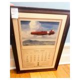 1948 Framed Thompson Products Art Calendar W Aircraft Artwork By Charles Hubbell