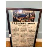 1958 Framed Industrial Calendar from The Osborne Company Advertising Firm 