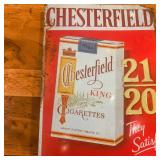 1992 Chesterfield tin litho advertising sign W Raised Lettering & 21 20 Slogan