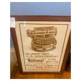 Antique Framed Advertisement Poster For National Typewriter Company