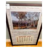 Framed 1950 Promotional Calendar Eads Transfer & Storage W Birch Tree Landscape  (1)