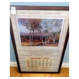Framed January 1950 Art Calendar By Eads Transfer & Storage Company