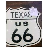Tin Replica of a Texas U.S. Route 66 Highway Sign