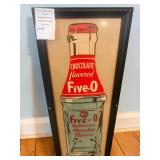 Wood Framed  Five-O Chocolate Flavor Bottle Advertising Sign