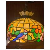 Tiffany-Style Leaded Stained Glass Pendant Ceiling Light W:Bird & Floral Design