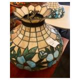 Tiffany-Style Leaded Stained Glass Pendant Ceiling Light W:Blue & White Flowers 2