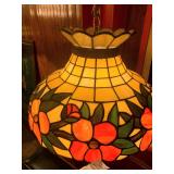 Tiffany-Style Leaded Stained Glass Pendant Ceiling Light W:Orange Floral Design