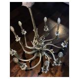 Vintage Italian-Style Silver Chandelier W Floral & Leaf Motif