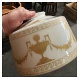 White Milk Glass Ceiling Lamp Shade W:Gold Neoclassic Urn & Swag Pattern