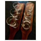 Samuel Adams Wood Beer Tasting Flight Paddle & Bar Glass Set