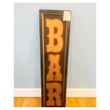 Vertical Wood Framed Bar Sign - Bold Metallic Lettering W Red Design