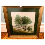 Framed American Folk Art Landscape Art Print 