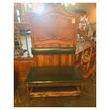 Cushioned Oak Hall Bench W:French Louis XV Style Rococo Bed Frame Back 2