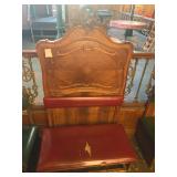 Cushioned Oak Hall Bench W:French Louis XV Style Rococo Bed Frame Back