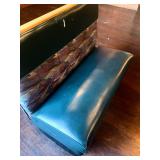 Green Vinyl Restaurant Booth Seat W:Patterned Insert & Wood Top Cap