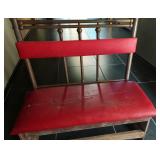 Red Upholstered Brass Back Bench Seat