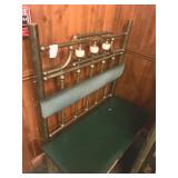 Vinyl Seating Bench W:Ceramic Spindle Accented Brass Bead Frame 