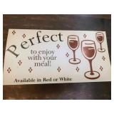 Cardboard Restaurant Sign Promoting Wine Pairing
