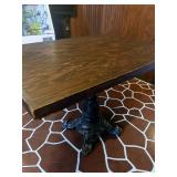 Bistro Table W Rectangle Dark Oak Top & Ornate Cast Iron Base (1)