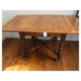 Oak Draw-Leaf Dining Table Barley Twist Legs & X-Stretcher Base