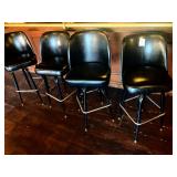 Black Swivel Bar stools W:Vinyl Bucket Seats & Metal Legs (Set of 4) 3