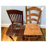 Wood Ladderback Dining Chair & Slat Back Chair Set
