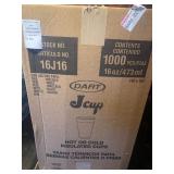 bulk box of Dart Jcup insulated hot or cold cups, part number 16J16