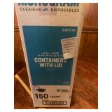 Case Of Monogram Cleaning & Disposables  24 oz. Black Plastic Containers W:Lids