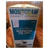 NEW Case Of Monogram Cleaning & Disposables Black Plastic Containers W:Lids