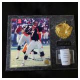 Denver Broncos John Elway Player Plaque W Gold Toned Helmet Medallion 
