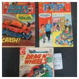 1970s Charlton Comics Drag n Wheels, Pep Lot of 3