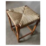 Wood Counter Stool W Woven Rush Seat