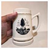 White Ceramic Stein Lot - Commemorative 100th Anniversary of Rice, Minnesota 2 White Ceramic Stein Lot - Commemorative 100th Anniversary of Rice, Minnesota 2