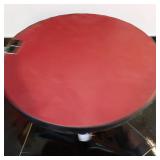 Commercial Red Cafe Table W Black T Mold Edge & Black Cast Iron Pedestal Base copy Commercial Red Cafe Table W Black T Mold Edge & Black Cast Iron Pedestal Base copy