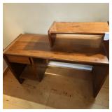 Ethan Allen-Style Wooden Computer Desk W Raised Hutch Monitor Shelf Ethan Allen-Style Wooden Computer Desk W Raised Hutch Monitor Shelf