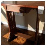 IMG 4813Ornate Victorian Wooden Accent Table W Lyre Shaped Pedestal, Single Drawer IMG 4813Ornate Victorian Wooden Accent Table W Lyre Shaped Pedestal, Single Drawer