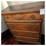 Lea Furniture Wooden Dresser Chest W Floral Inlay & Original Ornate Hardware Lea Furniture Wooden Dresser Chest W Floral Inlay & Original Ornate Hardware