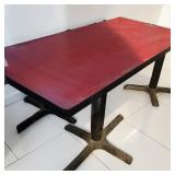Rectangle Commercial Cafe? Table W Red Laminate Top & Black Cross Base Rectangle Commercial Cafe? Table W Red Laminate Top & Black Cross Base