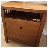 Wooden Mission Style End Table W Open Shelf & Filing Cabinet Drawer Wooden Mission Style End Table W Open Shelf & Filing Cabinet Drawer