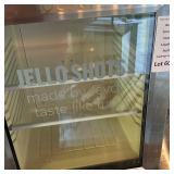 Countertop glass door mini refrigerator.
