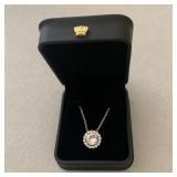 Swarovski Round Sparkle Halo Pendant Necklace - Never Worn In Box W:Crown Charm