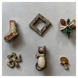 Swarovski Ice Skate Brooch, AJC Rhinestone Four-Leaf Clover, Angel Lapel Pin