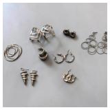 Sterling Silver Twisted Latch-Back Hoop Earrings, Cascading Hoop Danglers 