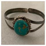 Navajo-Style Turquoise Sterling Silver Cuff Bracelet (Stamped .925)